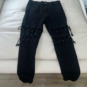 Fashion nova tie thigh jeans